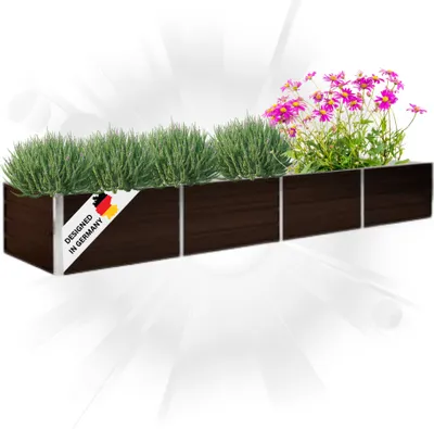 Produktbild von DELUKE® Hochbeet für Garten OSKAR Braun | 320x80x45cm | Verzinkter Stahl | Wetterfest | Gartenbeet Kräuterbeet Blumenbeet Beet hoch Frühbeet für Garten Gemüsebeet