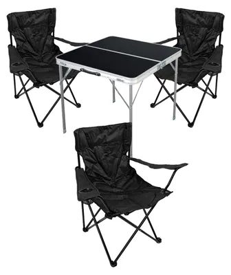 4-tlg. Campingmöbel Set Tisch schwarz Tragegriff Campingstuhl mit Tasche
