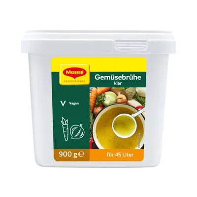Produktbild von Maggi Klare Gemüsebrühe für Suppen oder Eintöpfe vegan Gastro Box 900g