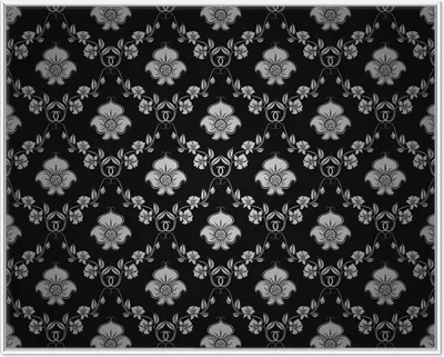 Produktbild von Wallario Wandbild Grau-schwarzes Blumenmuster Damast, Größe: 40,30 x 50,30 cm, Poster mit weißem Aluminiumrahmen