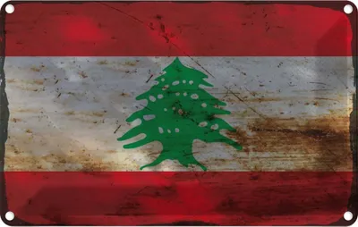 Produktbild von vianmo Blechschild 12x18 cm Libanon Lebanon Rost Flagge Fahne Wappen