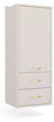 Produktbild von Hängeschrank für das Badezimmer, Modell NINA W1D2S, Farbe Kaschmir, mit 2 Schubladen und 3 Ablagen