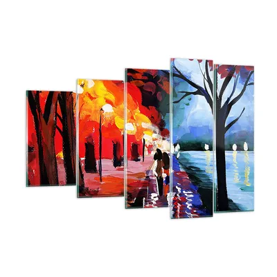 Produktbild von Bilder auf glas - Grafik Abbildung See Abend - 150x100cm - Glasbilder - Wandbilder - Kunstdruck - zum Aufhängen bereit - Wanddekoration aus Glas - Glas Bilder - Wandbild auf Glas - GEG150x100-3110