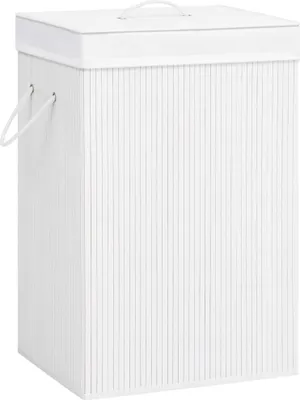 Produktbild von Bambus-Wäschekorb mit 2 Fächern Weiß 72 L