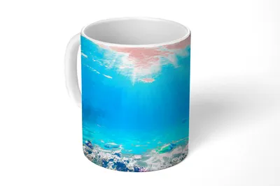 Produktbild von KitchenYeah® Tasse Kaffeetasse Kaffeebecher 350 ml Unterwasserwelt - Meerestiere - Wasser - Korallen - Blau Teetasse - Fototasse - Becher - Keramikbecher - Teebecher - Kaffeetasse - Bürotasse