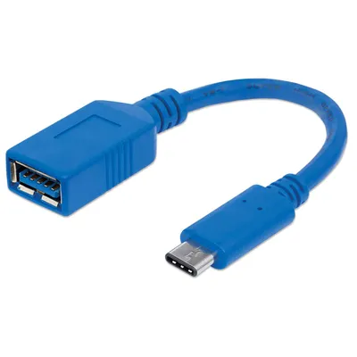 Produktbild von MANHATTAN USB Kabel 3.1 C -> A St/Bu  0.15m blau