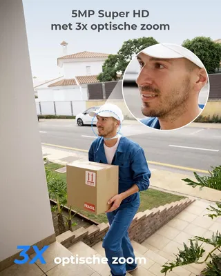 Image de Caméra de surveillance extérieure - Caméra PTZ WiFi 5MP avec détection par IA et vision nocturne couleur - Blanche