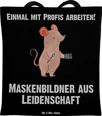 Produktbild von Mr. & Mrs. Panda Shopping Tasche Maskenbildner Leidenschaft - Schwarz - Geschenk, Kosmetiker, Kosmetikstudio, Ausbildung, Laptoptasche, Jutebeutel, Tragetasche, Tote Bag