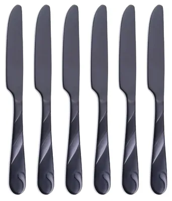 Produktbild von Set mit 6 schwarzen Essmessern aus Edelstahl