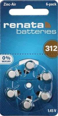 Zdjęcie produktu dla Baterie do aparatów słuchowych Renata rozmiar 312 6 blister PR41 Brown REB 100792