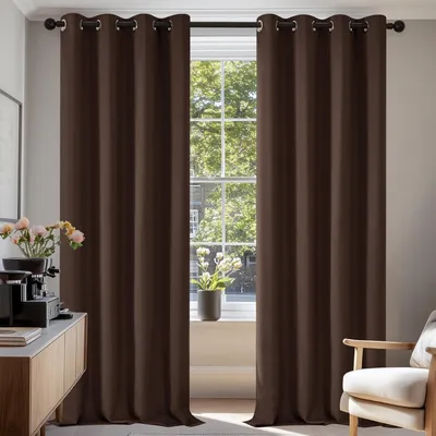 Produktbild von Verdunkelungsvorhang Ösen Blickdicht Thermovorhang Kälteschutz Hitzeschutz Dunkelbraun 290x140 cm 2er Set
