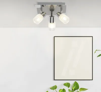 Produktbild von BRILLIANT LED Spotplatte Lea | zeitlose Deckenleuchte | 3-flammig | Metall/Glas | eisen/chrom/weiß | Köpfe schwenkbar | 3x E14 max 4 W