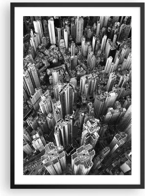 Produktbild von Gerahmtes Poster - Schwarzer Rahmen - Wolkenkratzer mit Berge - 50x70 cm - Wand Bild - Wanddeko - Wandbilder - Kunstposter - Wandposter - Bilderrahmen - Bilder - Kunstdruck - P2BPA50x70-4453
