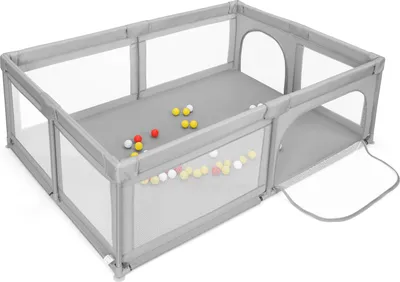 Immagine prodotto di COSTWAY Box per bambini con 50 palline e 2 porte, grigio