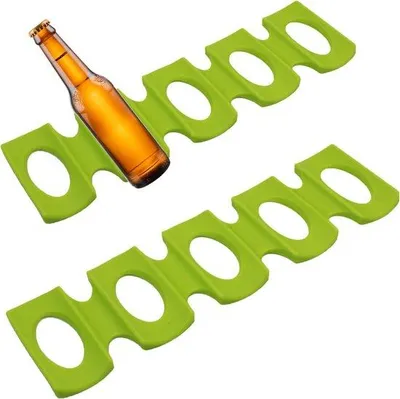 Produktbild von Famanu Set von 2 Silikonflaschenhaltern – Antislip, faltbar, für 15 Flaschen, grün