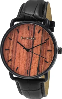 Produktbild von Holzwerk GEHRDEN Damen und Herren Leder & Edelstahl Holz Uhr in schwarz, braun