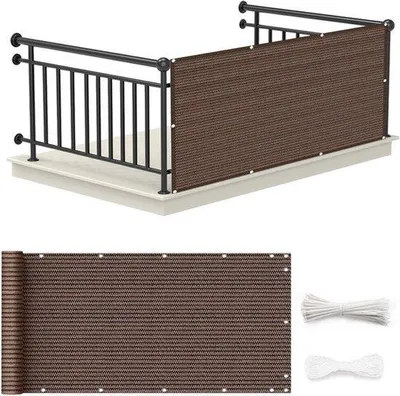 Productafbeelding van Bruin balkonscherm 60x1000 cm - UV-bestendig privacydoek voor balkon en tuin