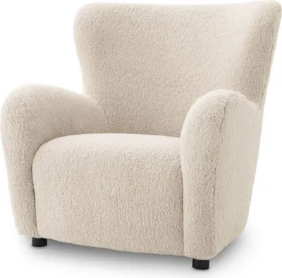 Produktbild von Casa Padrino Luxus Sessel Cremefarben / Schwarz 92 x 80 x H. 97 cm - Wohnzimmer Sessel - Luxus Wohnzimmer Möbel