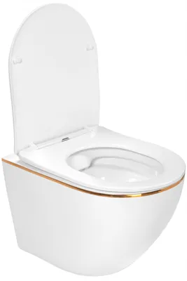 Obrázek produktu pro Závěsné WC Závěsné WC + WC prkénko Soft Close WC prkénko Bílé zlato