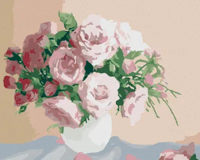 Produktbild von Zuty - Malen nach Zahlen - ROSEN AUF ROSA HINTERGRUND, 40x50 cm, mit Keilrahmen (bereits gespannt)