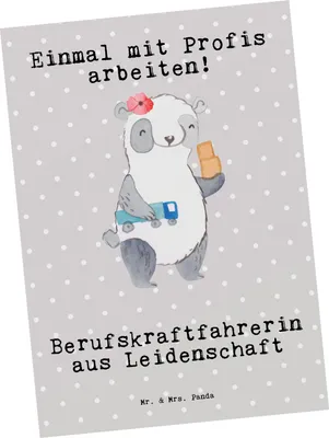 Produktbild von Mr. & Mrs. Panda Grußkarte Berufskraftfahrerin Leidenschaft - Grau Pastell - Geschenk, Postkarten, Ansichtskarte, Kunstkarten, Ansichtskarten, Postkarte