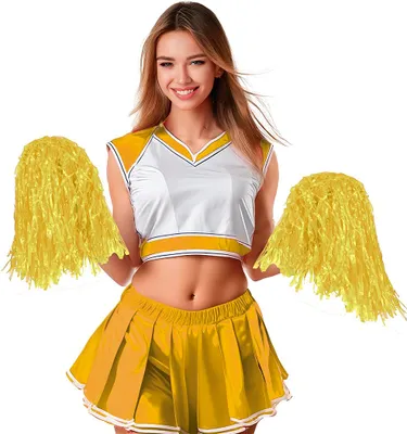 Produktbild von Sportlicher Karnevalstaumel Cheerleader Pom Poms Kostüm Zubehӧr Erwachsene Rhythmus Sportevent, Farbe: Gelb