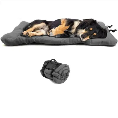 Produktbild von Wasserdichtes und faltbares Hundebett, leicht zu reinigen, strapazierfähige Hundematte aus Oxford-Gewebe, geeignet für Sofas, Kisten usw., ideal für den Außenbereich, 90 x 60 cm (grau)
