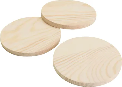 Zdjęcie produktu dla Creativ Company, podkładki drewniane, zestaw do rękodzieła, okrągłe, 9 cm, kolor naturalny, 5 sztuk