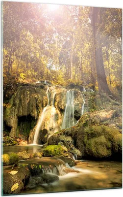 Produktbild von Bilder auf glas - Einteilig - Wald Wasserfall Natur Umwelt - 50x70cm - Glasbilder - Wandbilder - Bilder - Wanddekoration aus Glas - Glas Bilder - Wandbild auf Glas - GPA50x70-2959