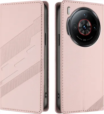 Image de Etui pour ZTE Nubia Z60S Pro 5G, étui portefeuille en cuirPolyuréthaneavec fente pour carte et fonction stand Rose