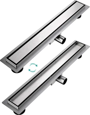 Produktbild von EMKE Duschrinne 60cm Edelstahl Bodenablauf, Duschabläufe, Siphon mit Geruchsstop Randablauf Haarsieb Sehr Flach Ablaufrinne Komplettset