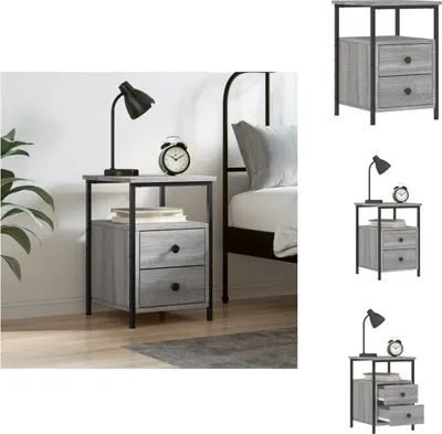 Zdjęcie produktu dla vidaXL Stolik nocny szary dąb sonoma 34x35,5x50 cm materiał drewnopochodny - Stoliki nocne