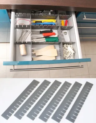 Produktbild von 30 Stück Schubladeneinteiler Schubladenteiler Fachteiler Grau Zuschneidbar