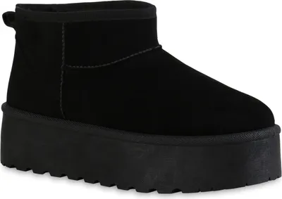 Produktbild von VAN HILL Damen Warm Gefütterte Plateau Boots Stiefeletten Schuhe 840485, Farbe: Schwarz, Größe: 39