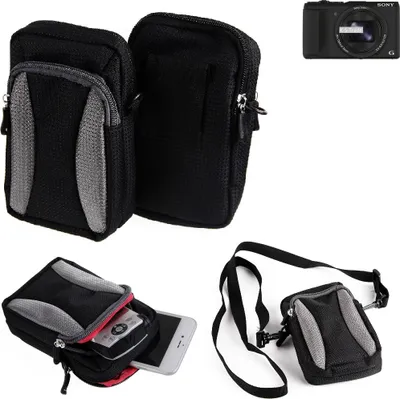 Produktbild von K-S-Trade Fototasche kompatibel mit Sony Cyber-shot DSC-HX60V Gürtel-Tasche Holster Umhänge Tasche Kameratasche, schwarz-grau Brust-Beutel