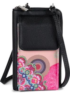Produktbild von styleBREAKER Damen Mini Umhängetasche Geldbörse mit Ethno Blumen Blüten Muster, Handy Fach, RFID Schutz, Crossbody Bag 02012378