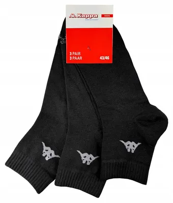 Produktbild von Kappa Herren Knöchelsocken Schwarz Baumwolle 3er Pack