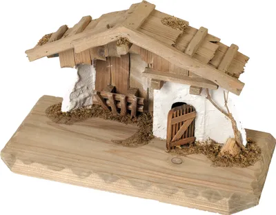 Produktbild von Krippenstall Kötzting 30x15x16,5 cm für 6-9 cm Figuren aus Holz