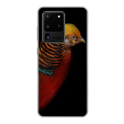 Produktbild von MuchoWow® Handyhülle Schutzhülle Hülle für Samsung Galaxy S20 Ultra Vogel - Federn - Schwarz - Porträt Silikon Softcase Handy Hülle