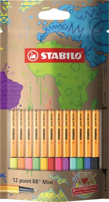 Produktbild von Fineliner - STABILO point 88 Mini - #mySTABILOdesign Edition - 12er Pack - mit 12 verschiedenen Farben