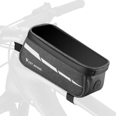 Produktbild von 1L Fahrradtasche Reflektierende Fahrradrahmen Vorderrohrtasche Touchscreen Handytasche Fahrradtasche Rennrad Zubehoer