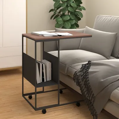 Zdjęcie produktu dla Maison Exclusive – stolik pomocniczy na kółkach, czarny, 55 x 36 x 63,5 cm, materiał drewnopochodny