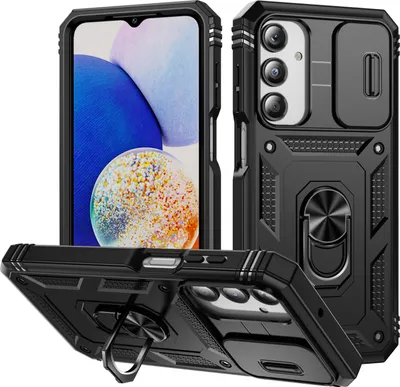 Produktbild von Galaxy A16 Hülle, Schiebe Kamera Schutz Stoßfest Schutzhülle mit Ringhalterung Ständer für Samsung Galaxy A16 Schwarz