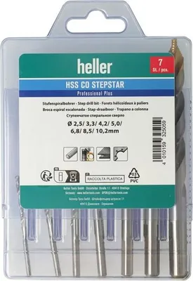 Productafbeelding van Boorset DIN 338 Stepstar, nominale maten 2,5-10,2, HSS-Co, TiN coating, 7-delig, multibox