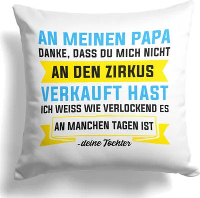Produktbild von 22Feels Papa Geschenk von Tochter Vater Kissen Vatertag Geburtstag Herrentag Weihnachten Deko Männer Dekoration Spruch Geschenkidee Wohnzimmer Schlafzimmer Couch