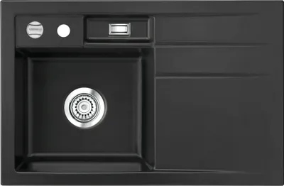 Produktbild von Spüle KeraDomo BELA 78 in LAVA - Becken links mit Excenterbedienung / Systemceram / Keramikspüle