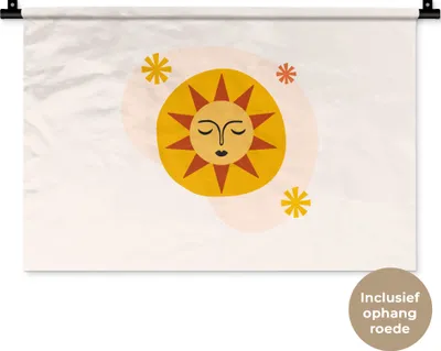 Produktbild von MuchoWow® Wandteppich Wandbehang Sonne - Sommer - Pastell 60x40 cm Tapisserie Dekoration Wandtuch - Wanddekorationen