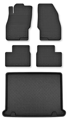 Productafbeelding van Rubberen automatten + kofferbakmat voor Fiat Doblo II 2009-2020 – 5-delig, zwart, op maat – Wielganizator Semi-Universal