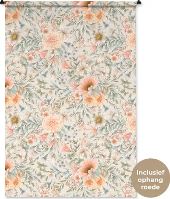 Produktbild von MuchoWow® Wandteppich Wandbehang Sommerblumen - Pastell - Muster 120x180 cm Tapisserie Dekoration Wandtuch - Schlafzimmer - Dekorationen für das Haus