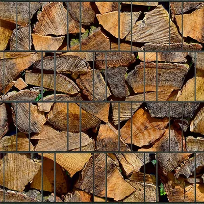 Produktbild von Bedruckter Sichtschutz KAMINHOLZ Zaun Sichtschutzstreifen 2,5m x 2,0m